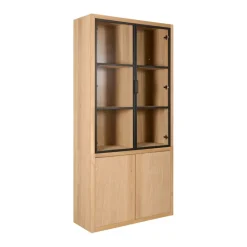 Buffetkasten|Vitrinekasten< Vitrinekast Chester Naturel - 105x214x40 cm