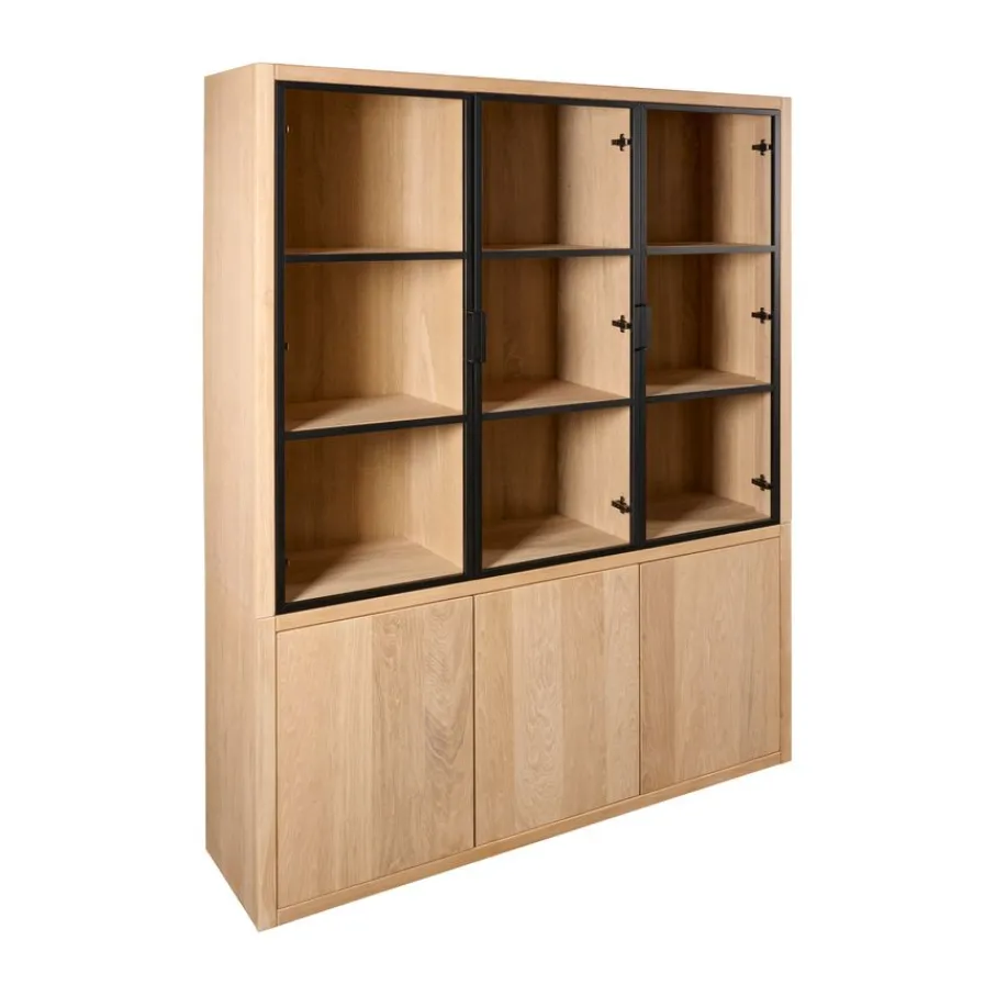 Buffetkasten|Vitrinekasten< Vitrinekast Chester Naturel - 155x214x40 cm