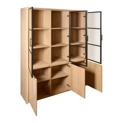 Buffetkasten|Vitrinekasten< Vitrinekast Chester Naturel - 155x214x40 cm