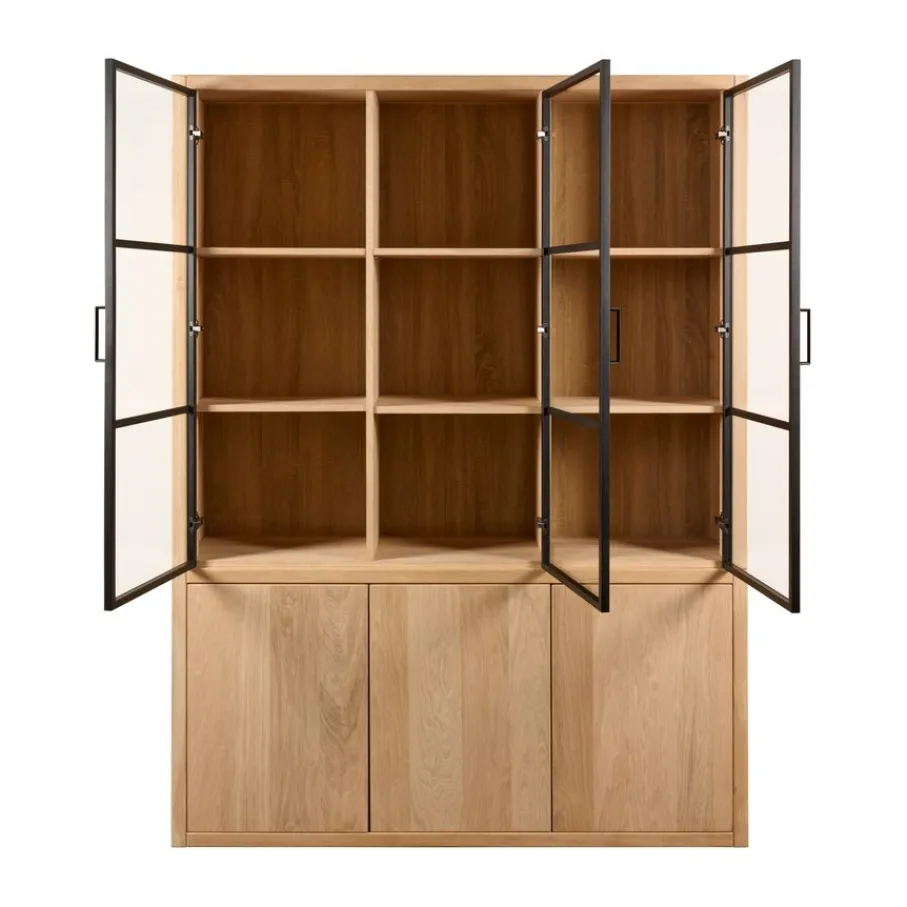 Buffetkasten|Vitrinekasten< Vitrinekast Chester Naturel - 155x214x40 cm