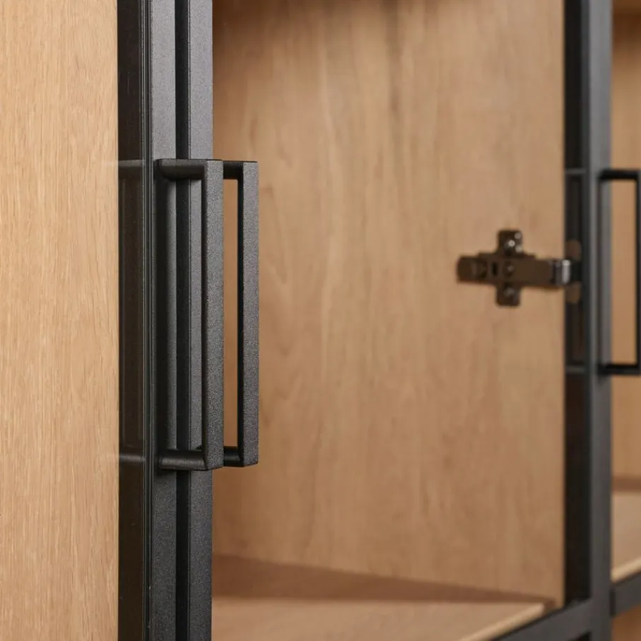 Buffetkasten|Vitrinekasten< Vitrinekast Chester Naturel - 155x214x40 cm