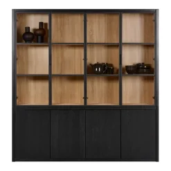 Vitrinekasten|Buffetkasten< Vitrinekast Chester Zwart - 205x214x40 cm