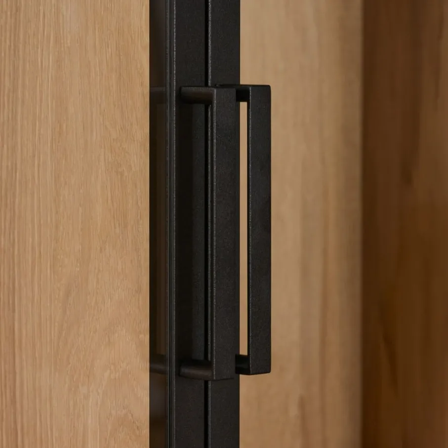 Vitrinekasten|Buffetkasten< Vitrinekast Chester Zwart - 205x214x40 cm