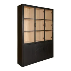 Buffetkasten|Vitrinekasten< Vitrinekast Chester Zwart - 155x214x40 cm