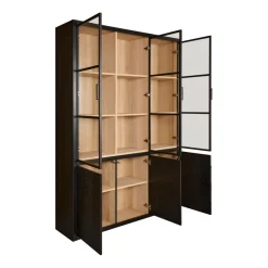 Buffetkasten|Vitrinekasten< Vitrinekast Chester Zwart - 155x214x40 cm