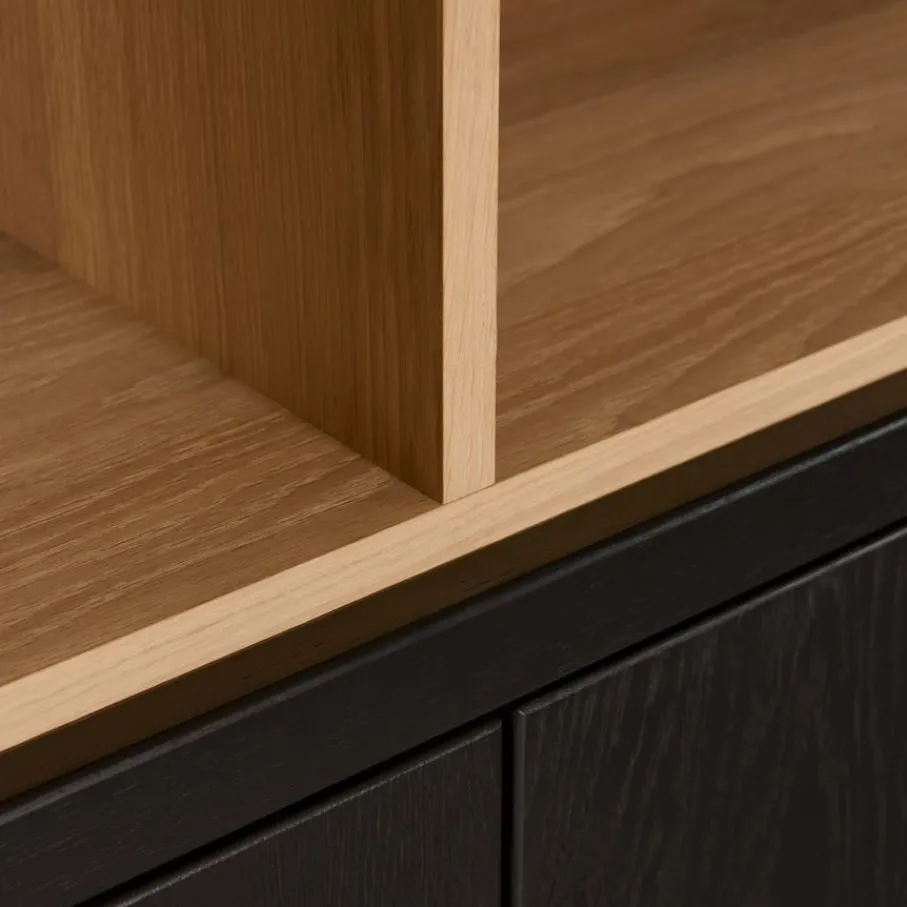 Buffetkasten|Vitrinekasten< Vitrinekast Chester Zwart - 155x214x40 cm