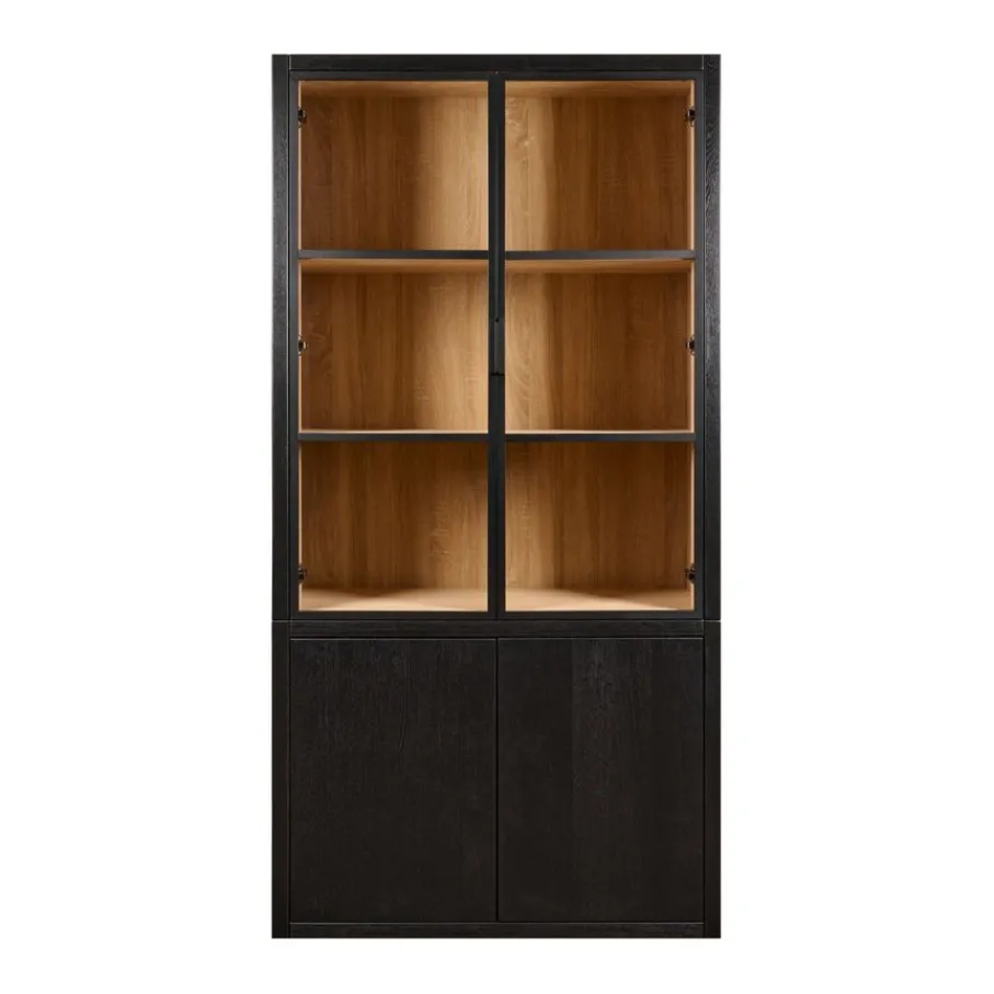 Buffetkasten|Vitrinekasten< Vitrinekast Chester Zwart - 105x214x40 cm