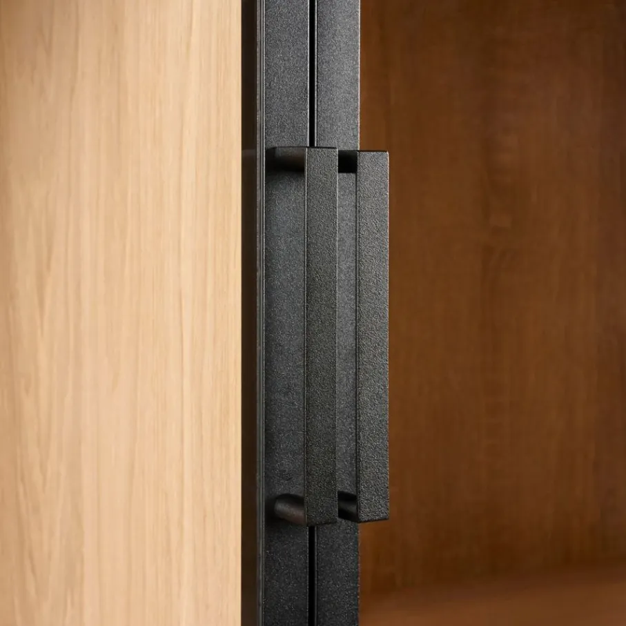 Buffetkasten|Vitrinekasten< Vitrinekast Chester Zwart - 105x214x40 cm