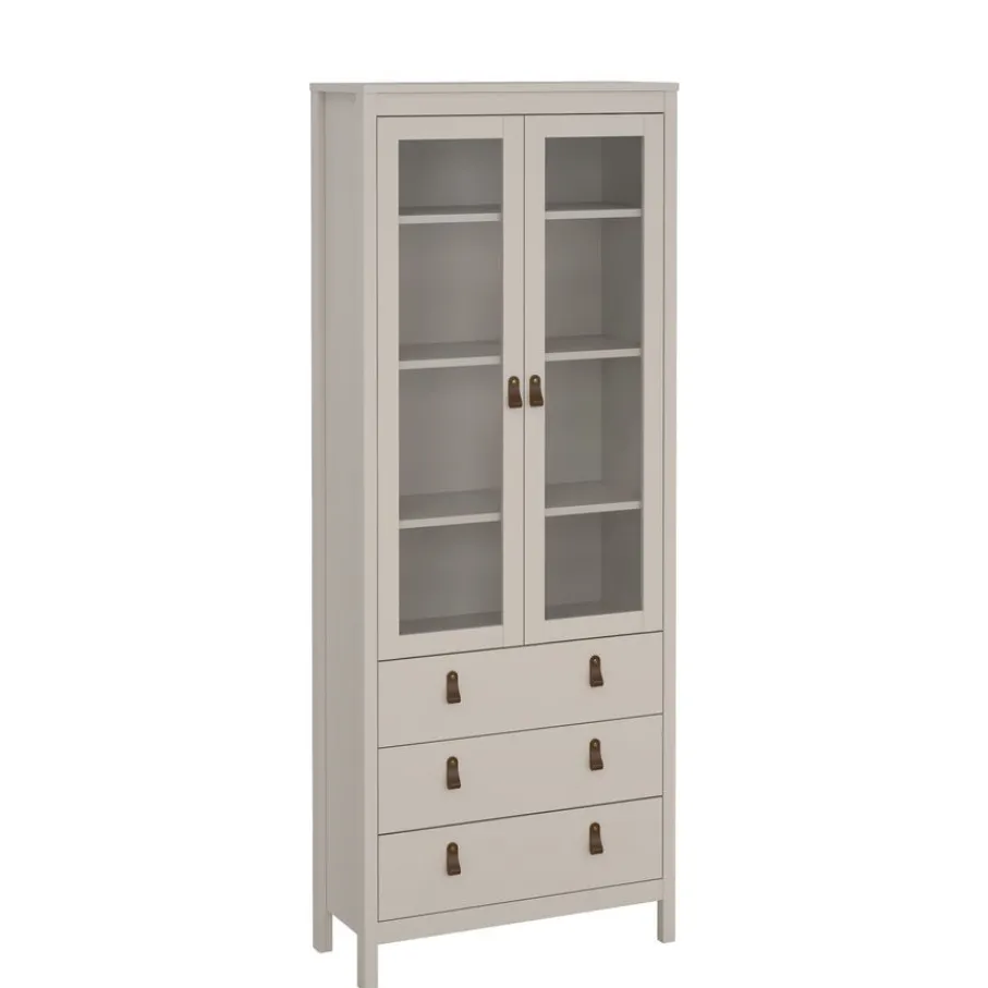 Opbergkasten< Vitrinekast Dallas Taupe - 79x199x33 cm