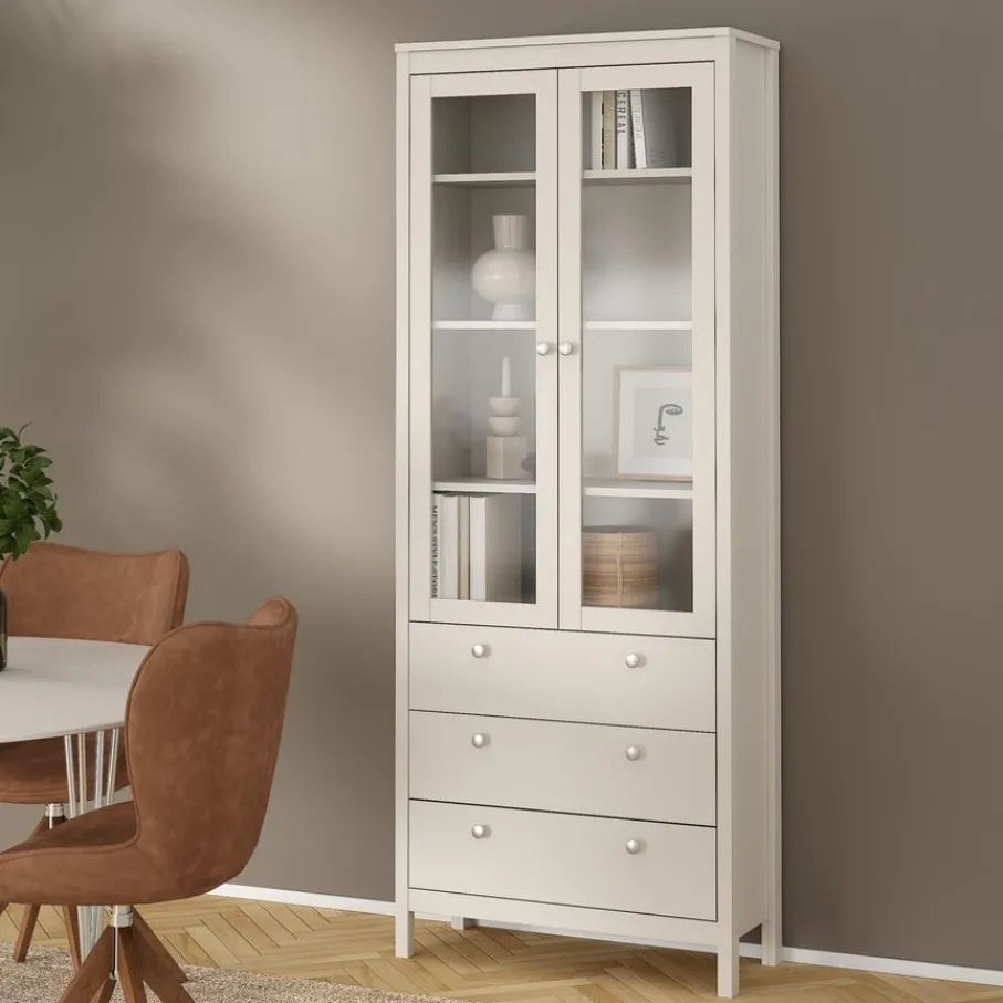 Opbergkasten< Vitrinekast Dallas Taupe - 79x199x33 cm