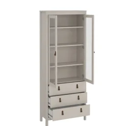 Opbergkasten< Vitrinekast Dallas Taupe - 79x199x33 cm