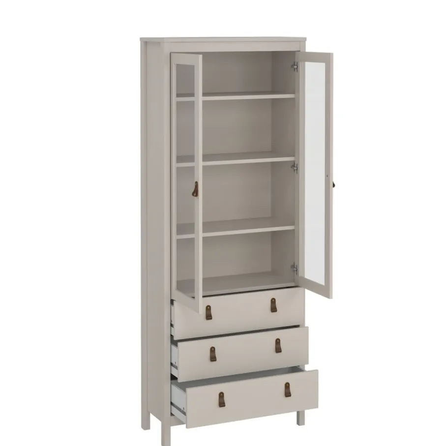Opbergkasten< Vitrinekast Dallas Taupe - 79x199x33 cm