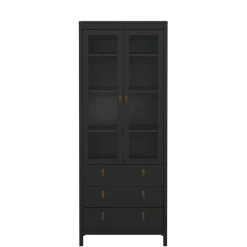 Opbergkasten< Vitrinekast Dallas Zwart - 79x199x33 cm