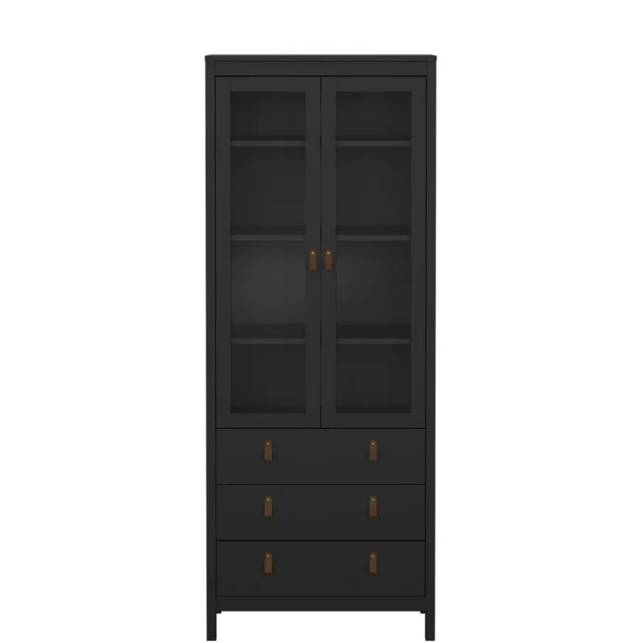 Opbergkasten< Vitrinekast Dallas Zwart - 79x199x33 cm