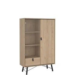 Vitrinekasten< Vitrinekast Denver Eiken - 102x162x40 cm