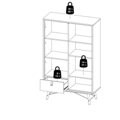 Vitrinekasten< Vitrinekast Denver Eiken - 102x162x40 cm