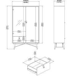 Vitrinekasten< Vitrinekast Denver Eiken - 102x162x40 cm