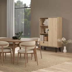 Vitrinekasten< Vitrinekast Denver Eiken - 102x162x40 cm