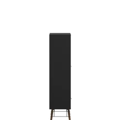 Vitrinekasten< Vitrinekast Denver Zwart / Walnoot - 102x162x40 cm