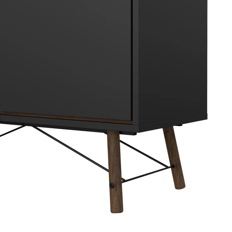 Vitrinekasten< Vitrinekast Denver Zwart / Walnoot - 102x162x40 cm