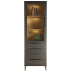 Vitrinekasten< Vitrinekast Zwanenburg Zwart - 67x212x48 cm
