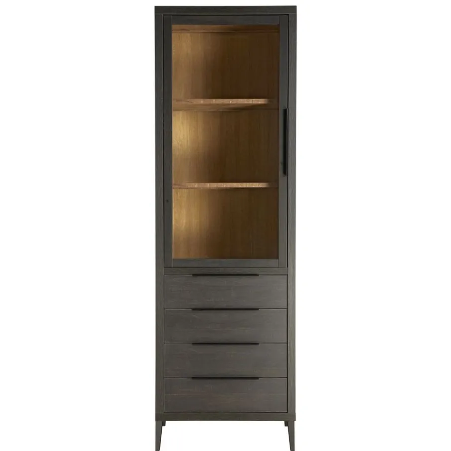 Vitrinekasten< Vitrinekast Zwanenburg Zwart - 67x212x48 cm