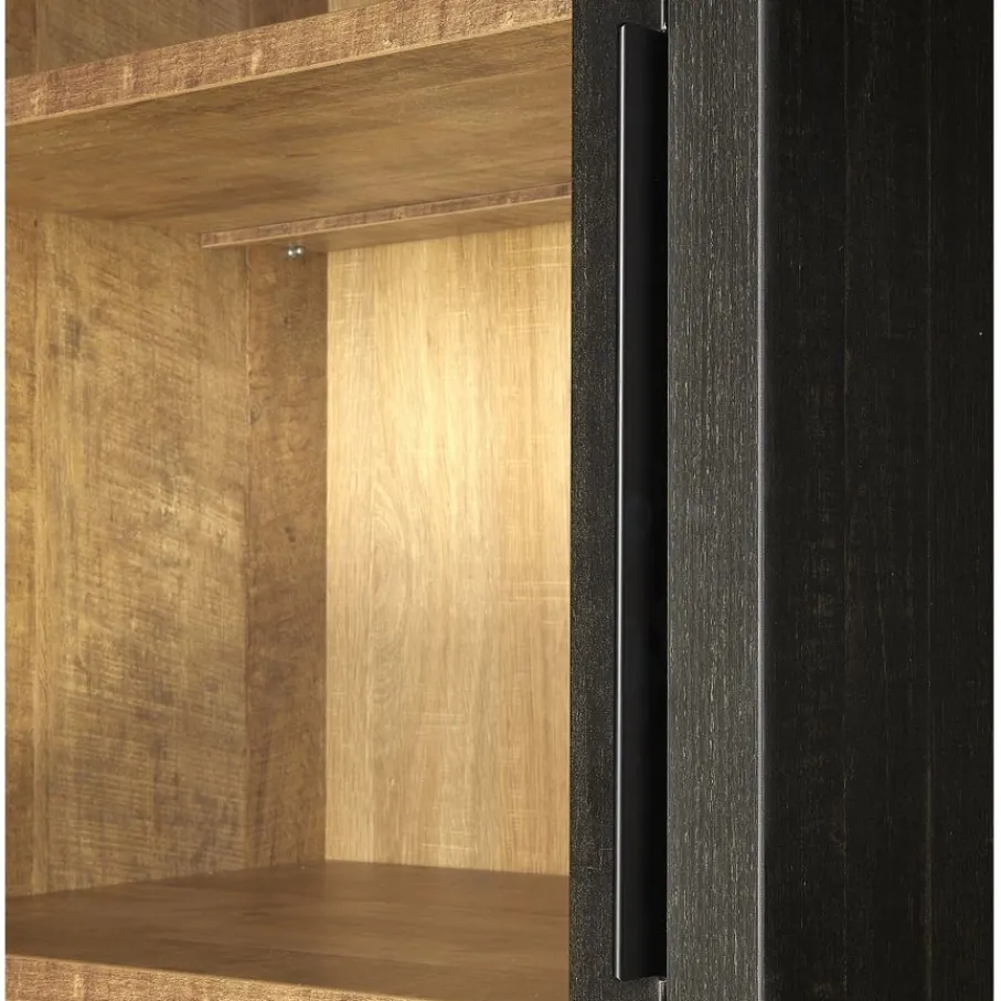 Vitrinekasten< Vitrinekast Zwanenburg Zwart - 125x212x48 cm