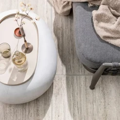 Salontafels|Bijzettafels<VTwonen Bijzettafel Pebble Wit - 65x49 cm