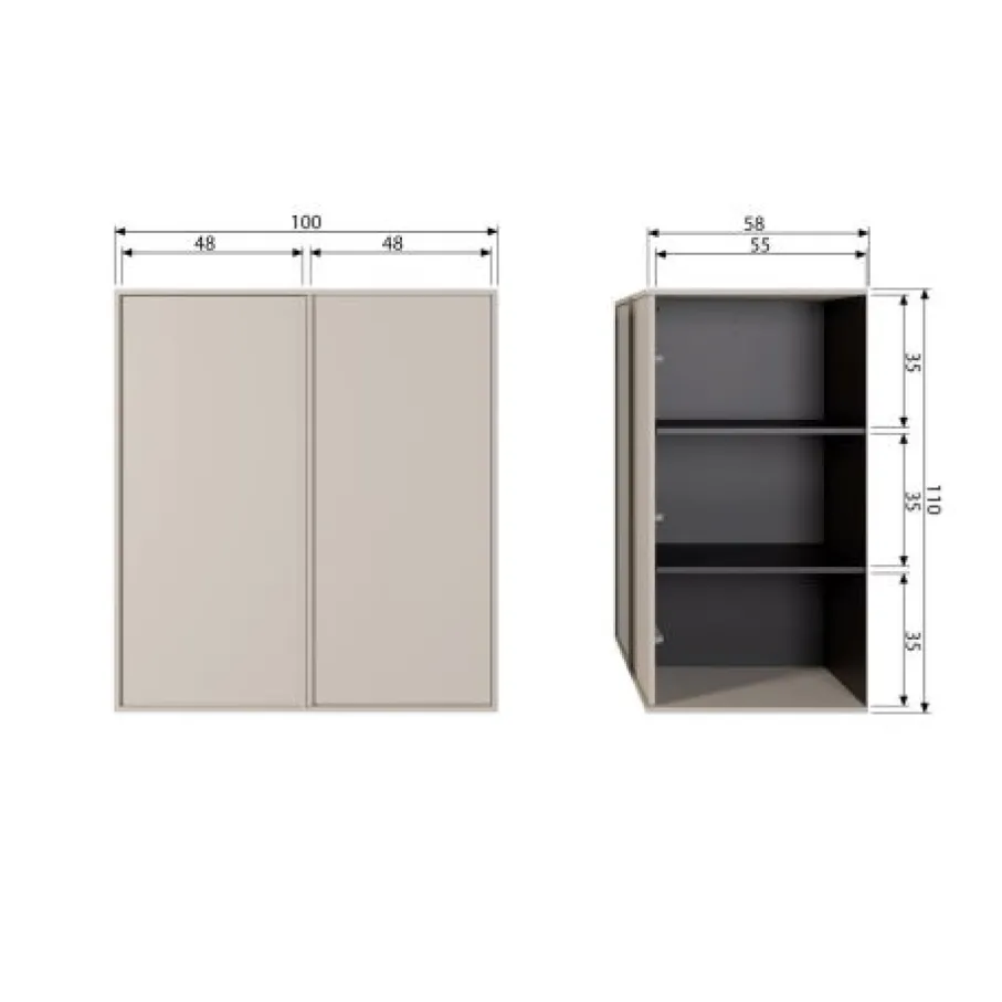 Kledingkasten<VTwonen Kast Daily Greige - 100x50x58 cm