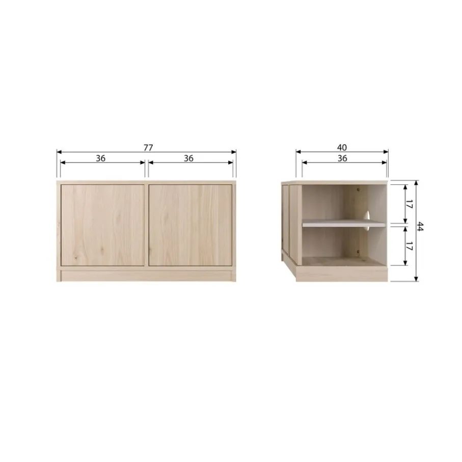 Wandkasten<VTwonen Onderkast Modulair Naturel - 77x44x40 cm