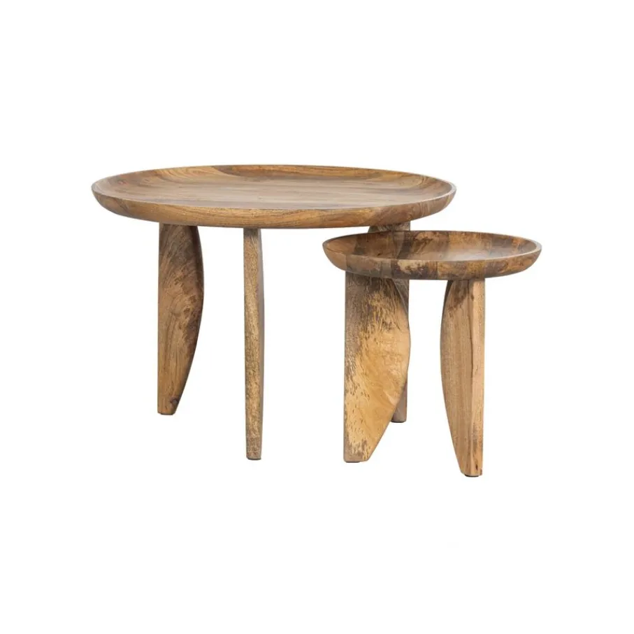 Bijzettafels<VTwonen Salontafel High Heels Naturel - set 2 stuks