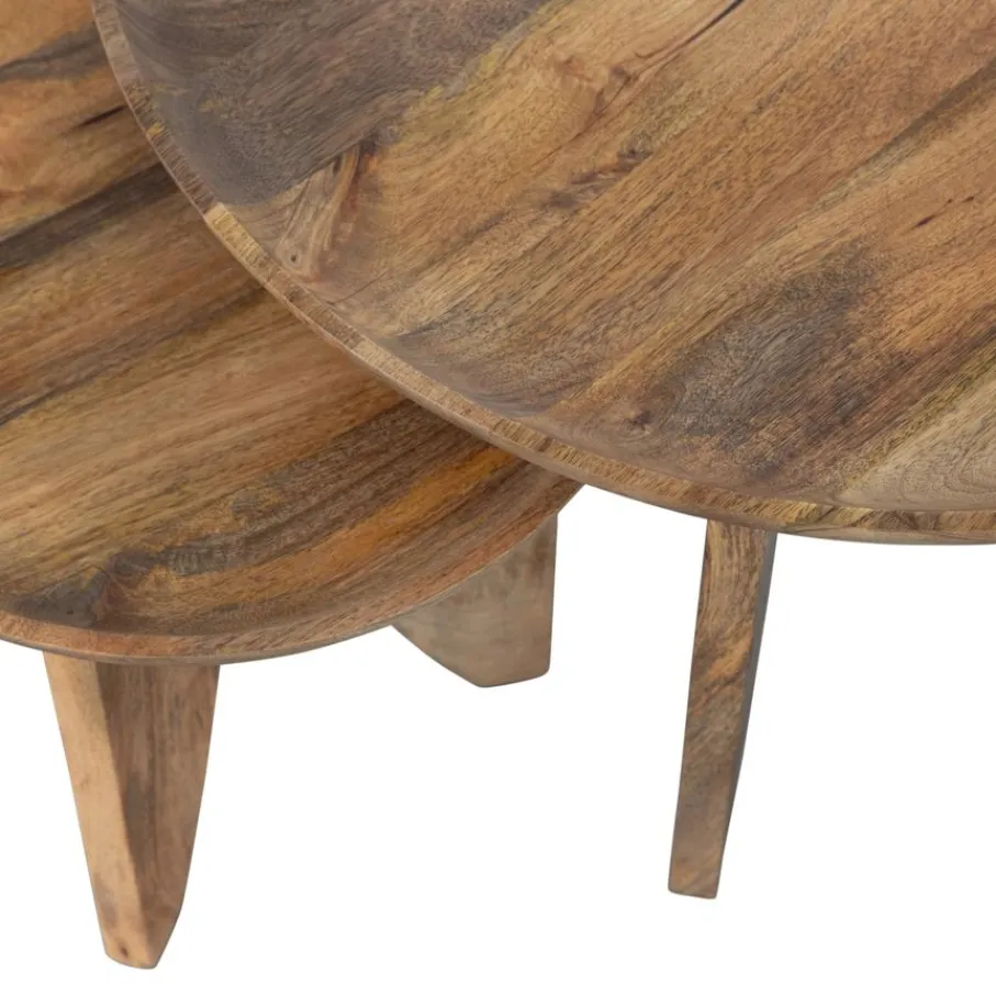 Bijzettafels<VTwonen Salontafel High Heels Naturel - set 2 stuks