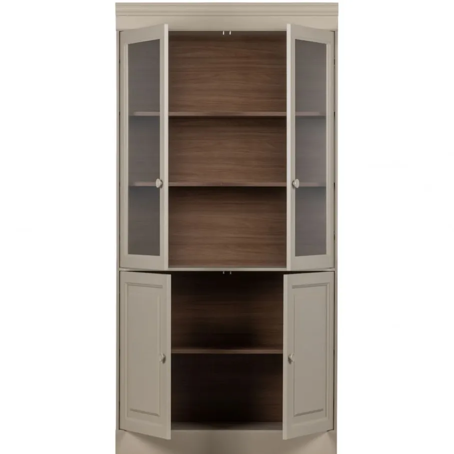 Vitrinekasten<VTwonen Vitrinekast Chow Greige - 105x215x40 cm