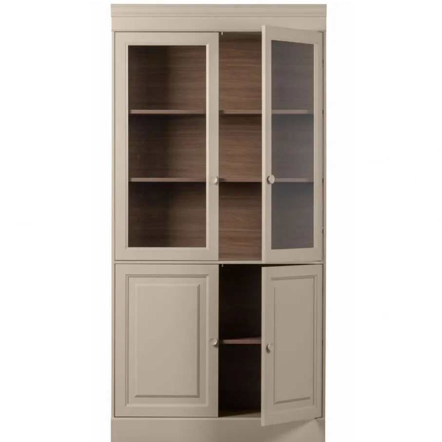 Vitrinekasten<VTwonen Vitrinekast Chow Greige - 105x215x40 cm