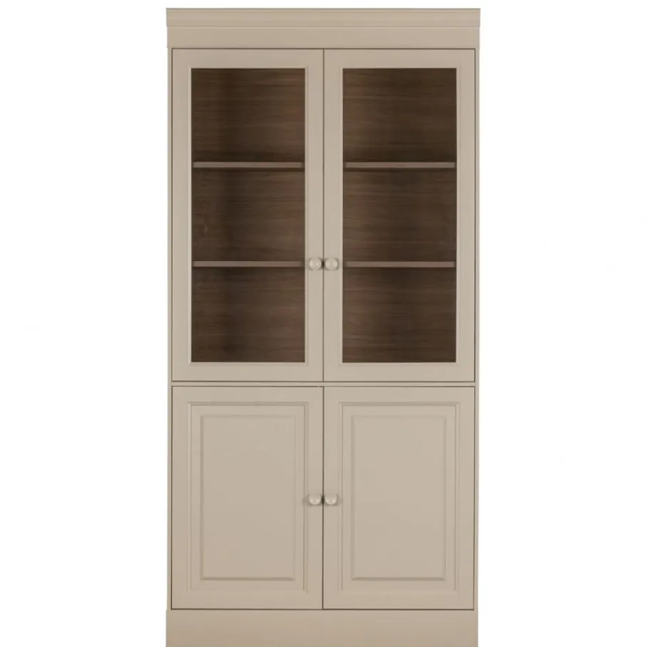Vitrinekasten<VTwonen Vitrinekast Chow Greige - 105x215x40 cm