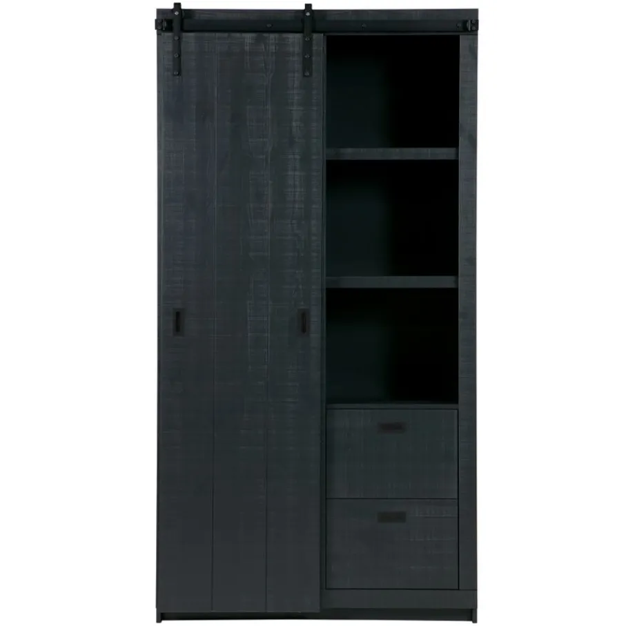 Wandkasten<VTwonen Wandkast Barn Zwart - 122x230x37 cm