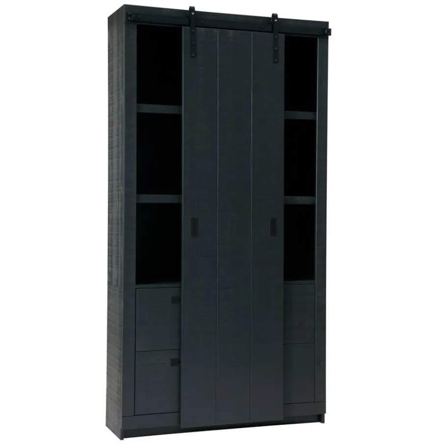Wandkasten<VTwonen Wandkast Barn Zwart - 122x230x37 cm