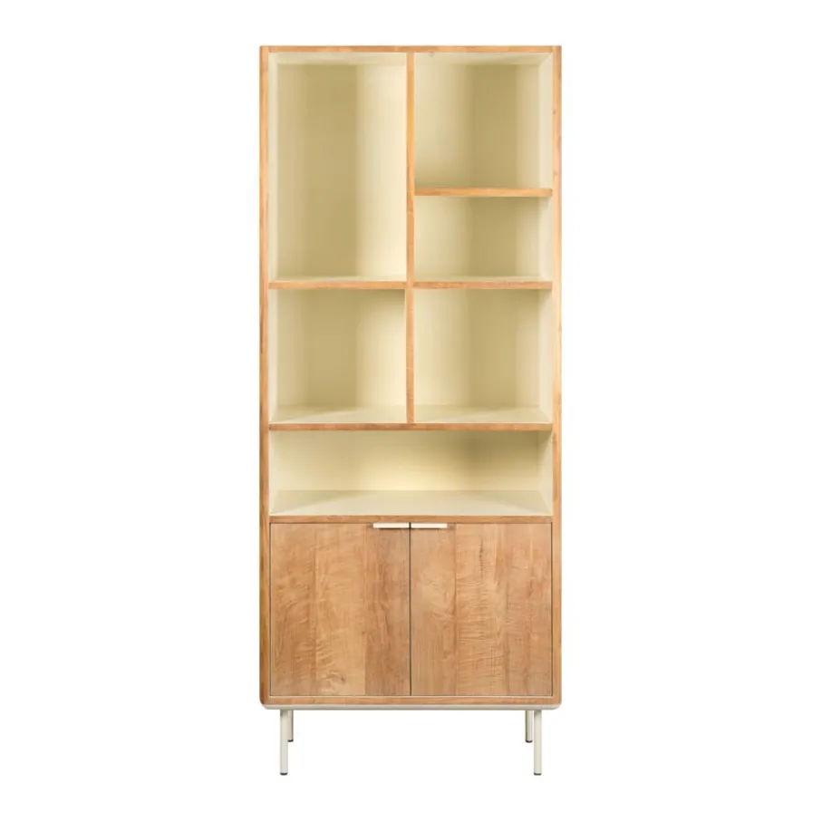 Wandkasten< Wandkast Doble Naturel / Crème - 85x210x40 cm