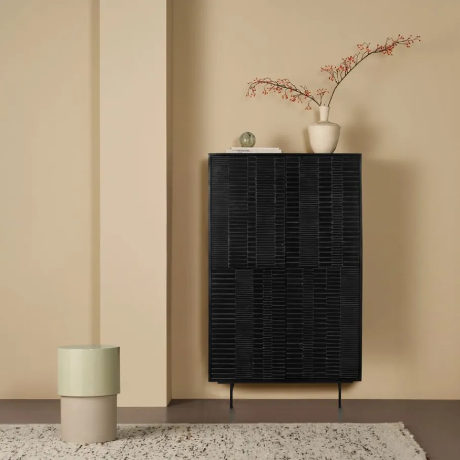 Wandkasten< Wandkast Elvas Zwart - 90x160x45 cm