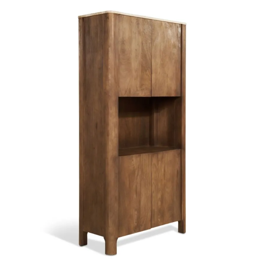 Wandkasten< Wandkast Liam Bruin / Marmer - 90x180x40 cm
