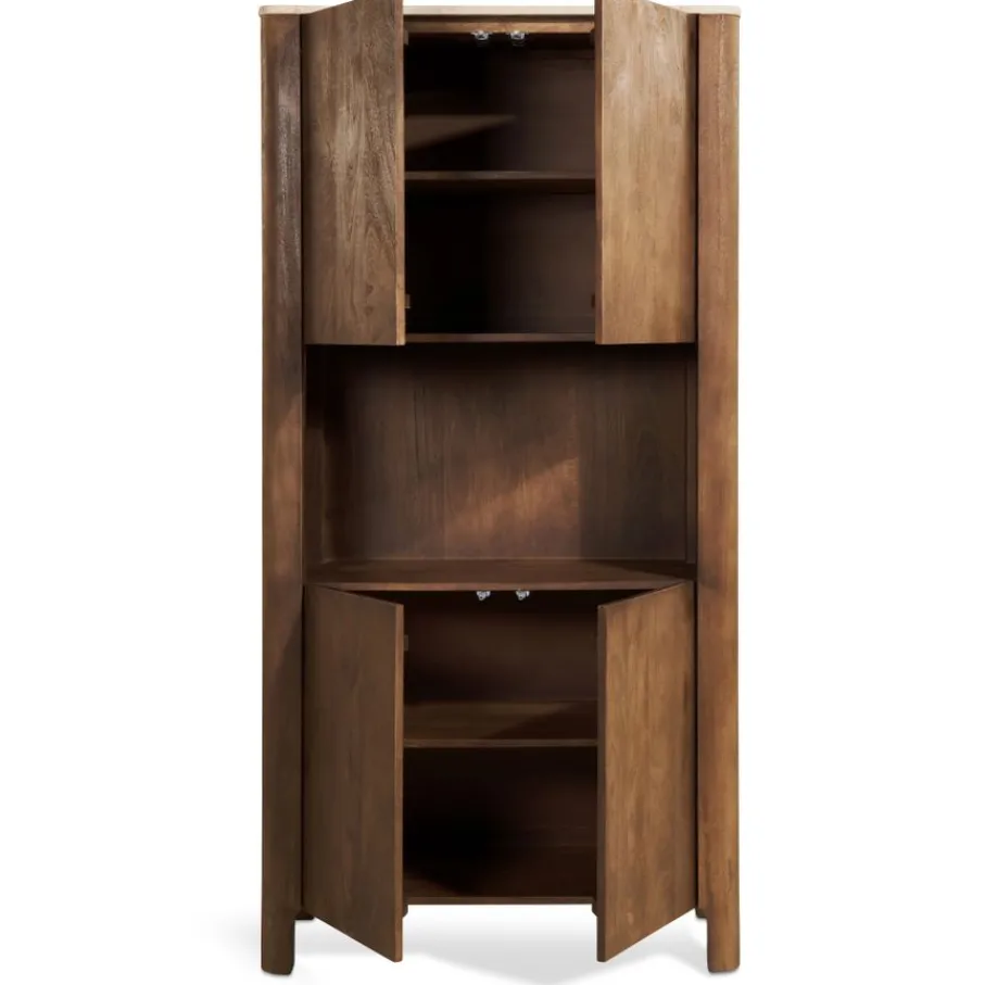 Wandkasten< Wandkast Liam Bruin / Marmer - 90x180x40 cm