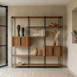 Boekenkasten|Wandkasten< Wandkast Rego Bruin - 210x210x39 cm
