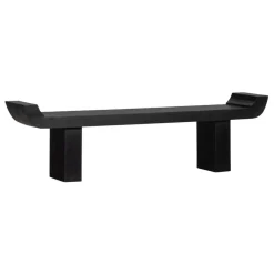 Poefs & Krukjes|Eetkamerbanken<WOOOD Bank Lox Zwart - 183 cm