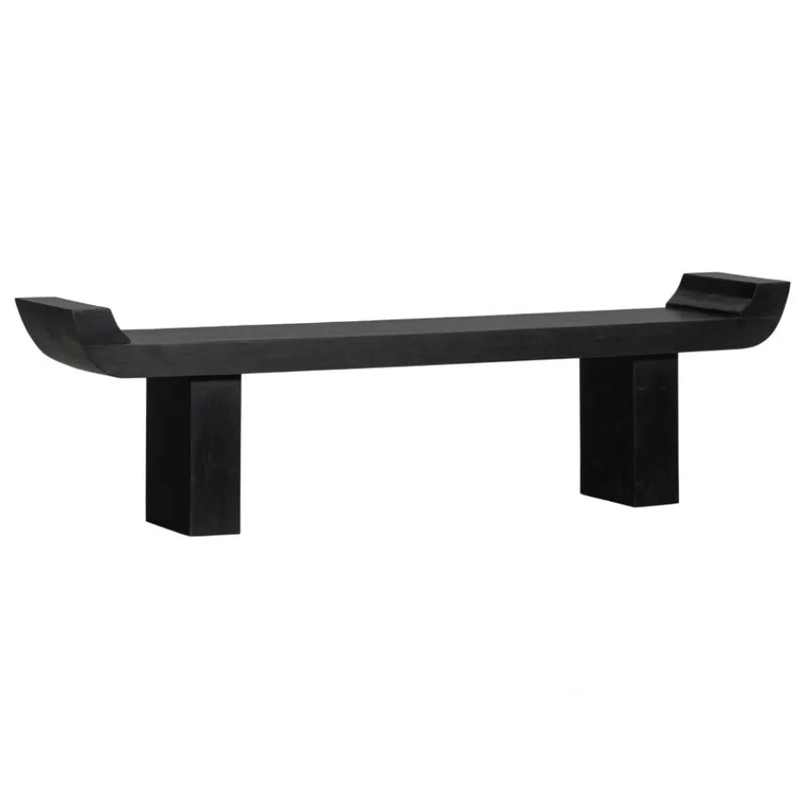 Poefs & Krukjes|Eetkamerbanken<WOOOD Bank Lox Zwart - 183 cm