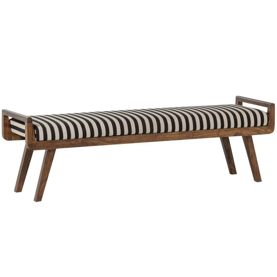 Poefs & Krukjes|Eetkamerbanken<WOOOD Bank Valo Zwart / Wit - 157x43 cm