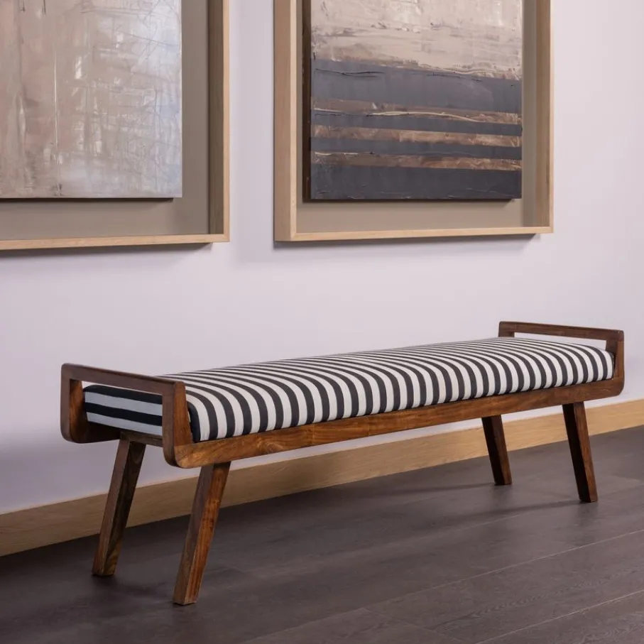 Poefs & Krukjes|Eetkamerbanken<WOOOD Bank Valo Zwart / Wit - 157x43 cm
