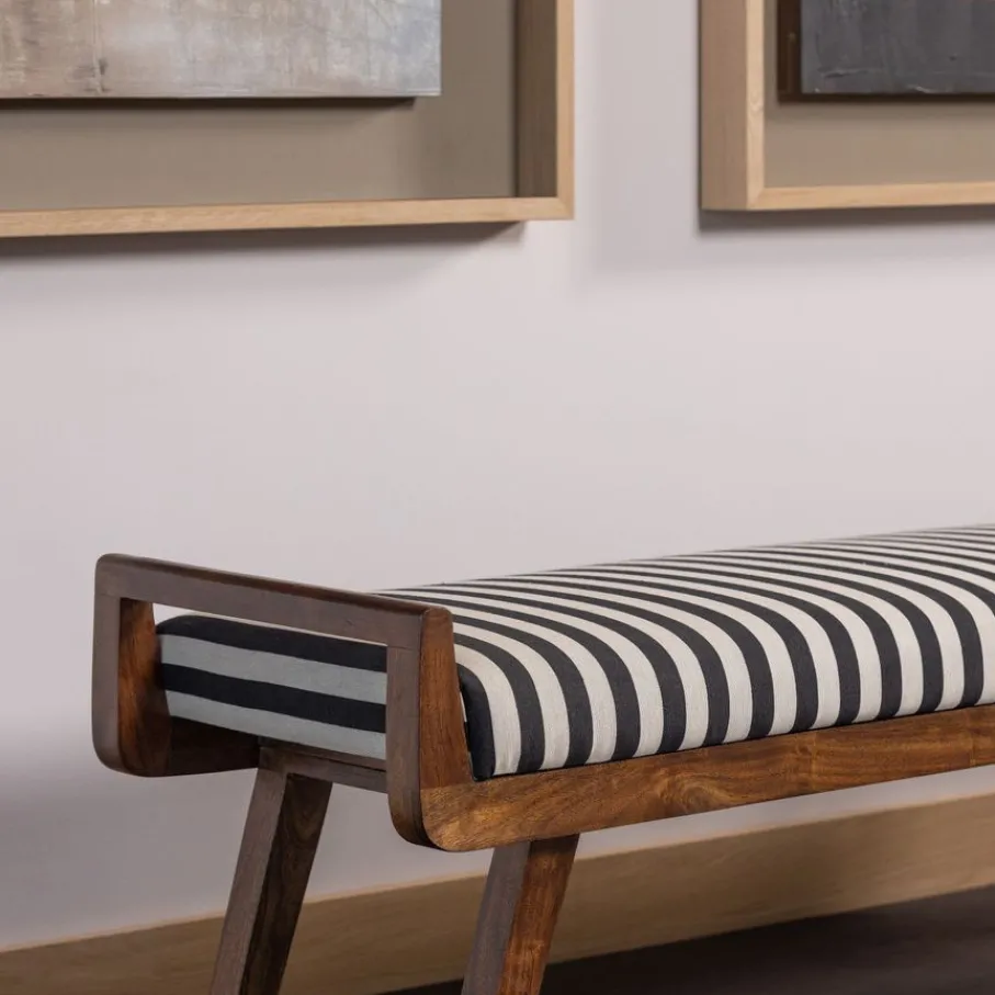 Poefs & Krukjes|Eetkamerbanken<WOOOD Bank Valo Zwart / Wit - 157x43 cm