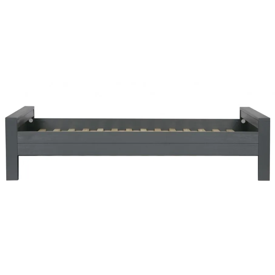Eenpersoonsbedden<WOOOD Bed Dennis Staalgrijs - 90x200 cm