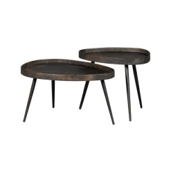 Bijzettafels<WOOOD Bijzettafel Crude Brons - set 2 stuks