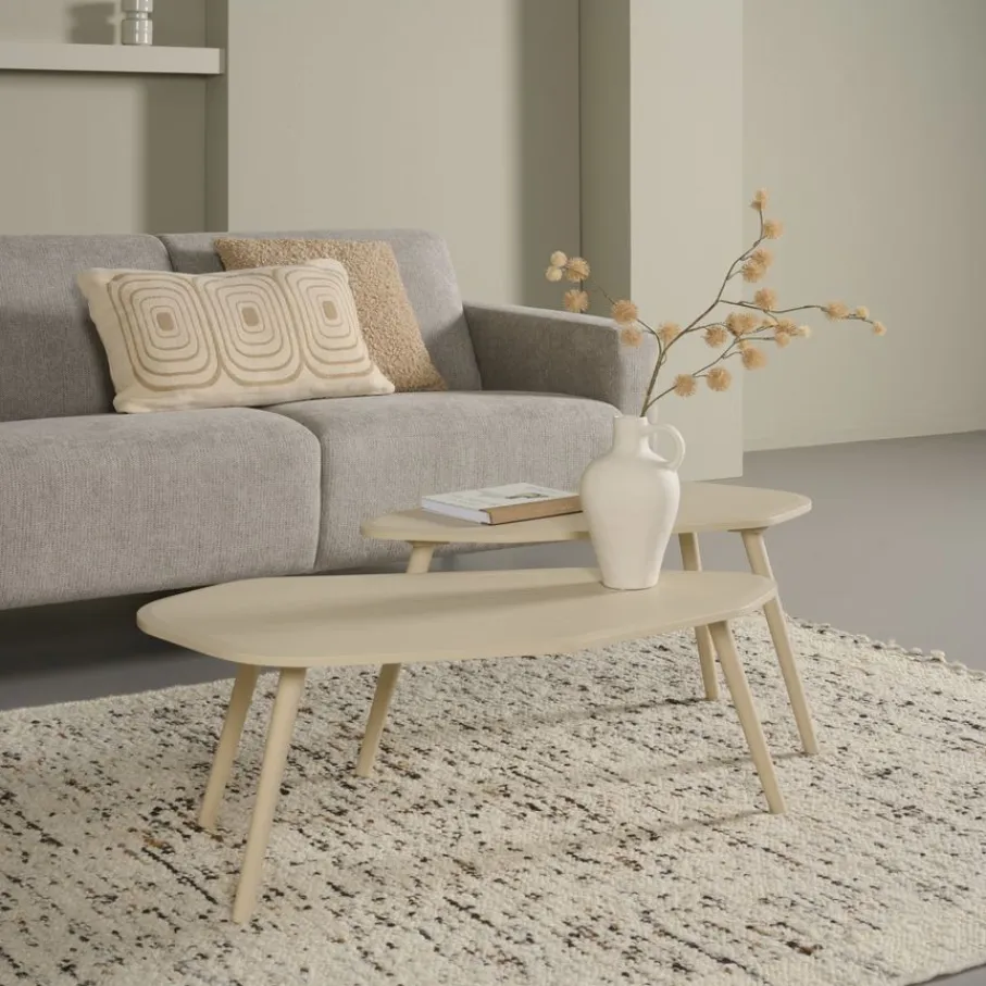Bijzettafels<WOOOD Bijzettafel Davina Dust - set 2 stuks